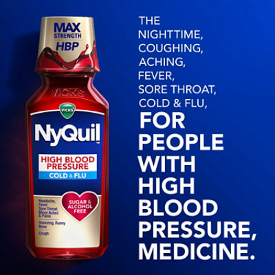 Vicks NyQuil High Blood Pressure Sugar and Alcohol Free Cold and Flu Liquid - 8 Fl. Oz. - Image 3