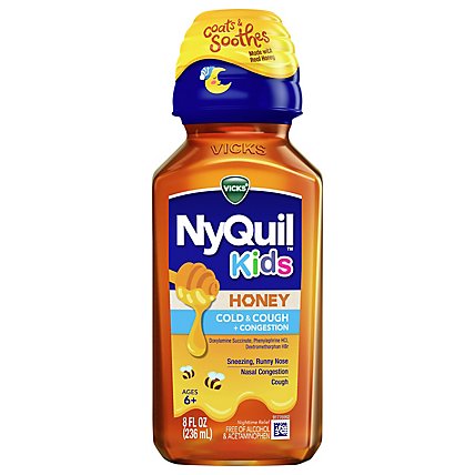 Vicks NyQuil Kids Honey Flavored Cold And Cough Plus Congestion Relief - 8 Fl. Oz. - Image 3