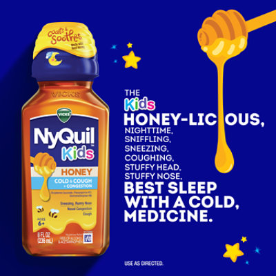 Vicks NyQuil Kids Honey Flavored Cold And Cough Plus Congestion Relief - 8 Fl. Oz. - Image 3