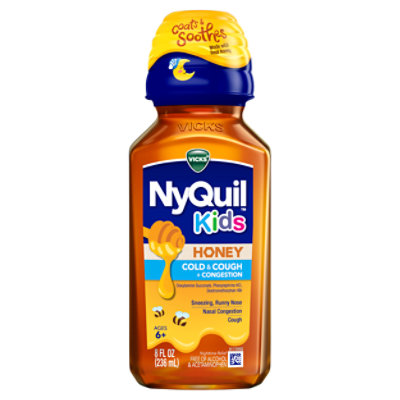 Vicks NyQuil Kids Honey Flavored Cold And Cough Plus Congestion Relief - 8 Fl. Oz. - Image 1