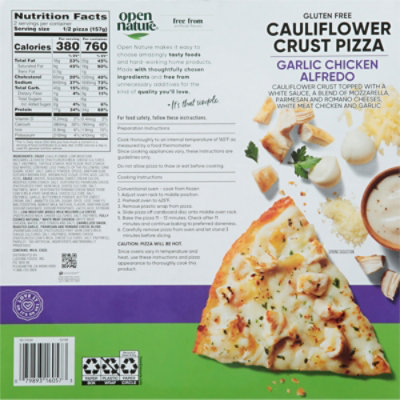 Open Nature Garlic Chicken Alfredo Califlower Crust Pizza - 11.1 Oz - Image 6