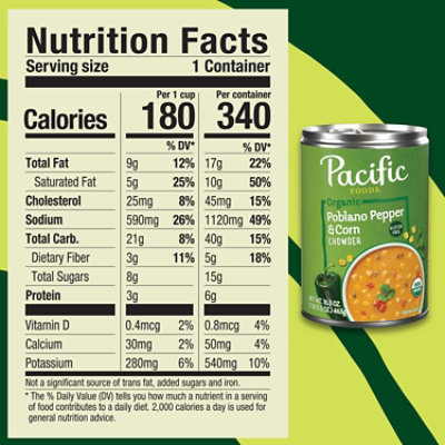 Pacific Foods Organic Poblano Pepper and Corn Chowder - 16.3 Oz - Image 2