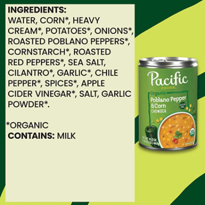 Pacific Foods Organic Poblano Pepper and Corn Chowder - 16.3 Oz - Image 5
