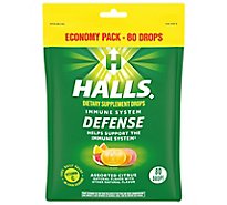 Halls Defense Assorted Citrus Cough Drops - 80 Count