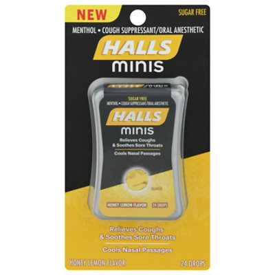 Halls Minis Honey Lemon Sugar Free Cough Drops 24 Count safeway