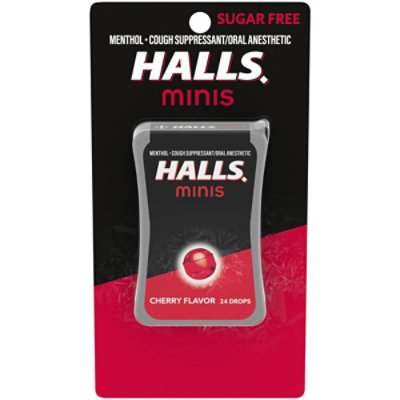 Halls Minis Cherry Sugar Free Cough Drops - 24 Count - Image 1