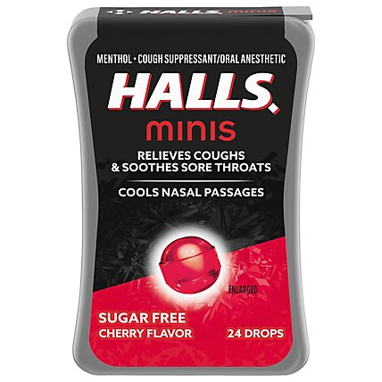 Halls Minis Cherry Sugar Free Cough Drops - 24 Count - Image 1