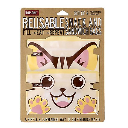Cat Set Of 4 Snack Sandwich Bags Russbe - 0.152 LB - Image 1
