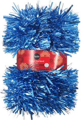 Signature Select 12 Feet Blue Tinsel Garland - Each - Image 1