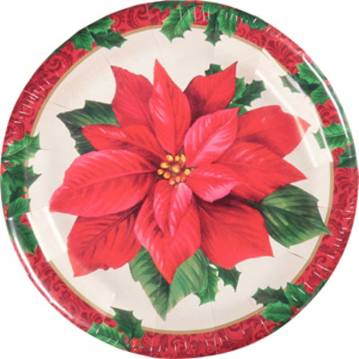 Signature SELECT Classic Poinsettia Dinner Plate - 8 Count - Image 2