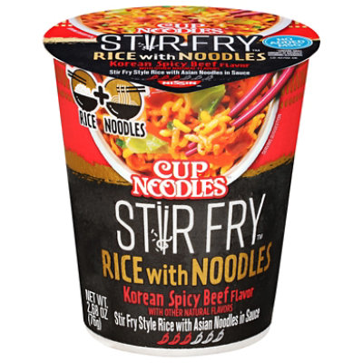 Nissin Cup Noodles Stir Fry Rice With Noodles Korean Spicy Beef Unit - 2.68 OZ - Image 1