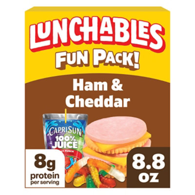 Lunchables Ham and Cheddar Cracker Stackers with Capri Sun 100% Juice Drink and Gummy Worms