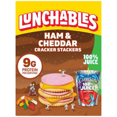 Lunchables Lunch Combinations, Cracker Stackers, Ham + American, with Fruit, Shop