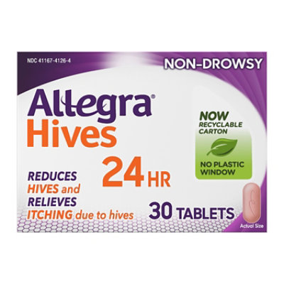 Allegra Adult Hives 180mg 24 Hour Tablets - 30 Count - Image 1