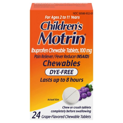 Motrin Childrens Grape Flavor Dye Free Ibuprofen Chewable Tablets - 24 Count - Image 3