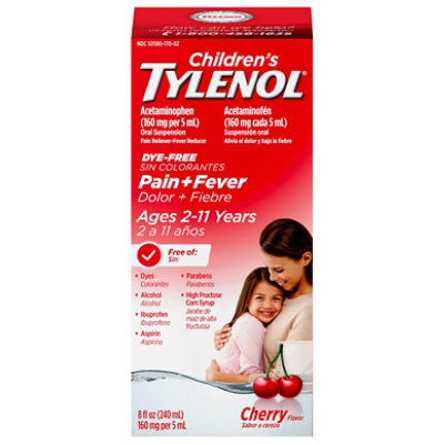 Tylenol Cherry Dye Free Childrens Pain Fever Medicine - 8 Fl. Oz. - Image 3