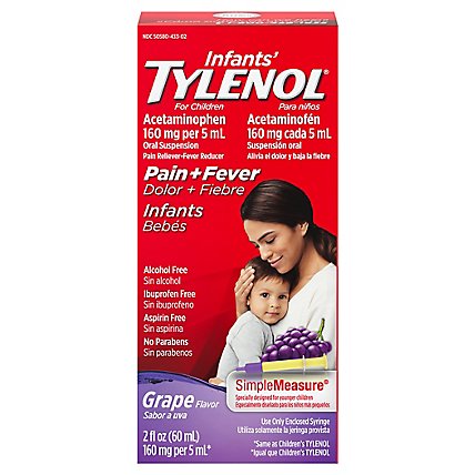 Tylenol Grape Infants Acetaminophen Liquid Medicine - 2 Fl. Oz. - Image 2