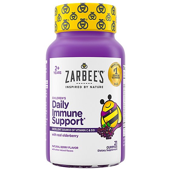 Zarbee's Naturals Childrens Elderberry Immune Support Vitamin C Gummies - 21 Count