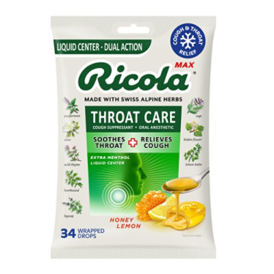 Ricola Max Honey Lemon Throat Care - 34 Count - Image 1