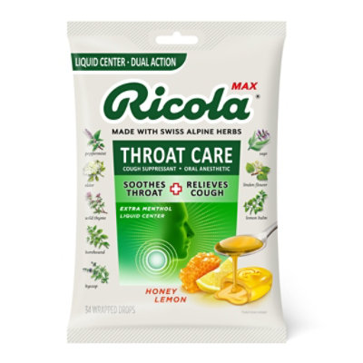 Ricola Max Honey Lemon Throat Care - 34 Count - Image 1