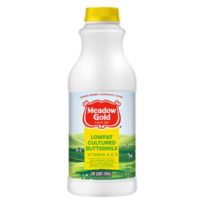 Meadow Gold Buttermilk 1% Lowfat Cultured Quart Plastic Bottle - 1 Quart - Image 1