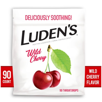 Ludens Wild Cherry Sore Throat Lozenges Bag - 90 Count - Image 1