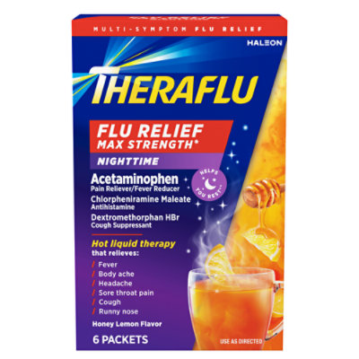 Theraflu Flu Relief Max Strength Nighttime Powder Packets - 6 Count - Image 1