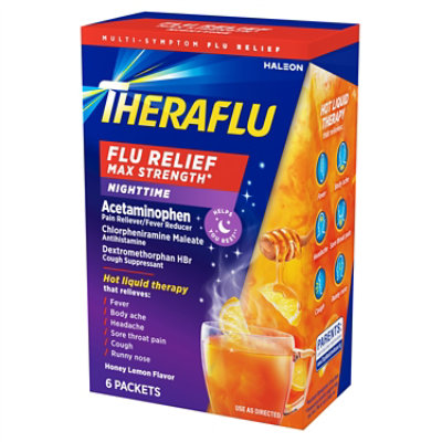 Theraflu Flu Relief Max Strength Nighttime Powder Packets - 6 Count - Image 2