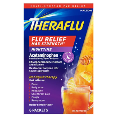 Theraflu Flu Relief Max Strength Nighttime Powder Packets - 6 Count - Image 5