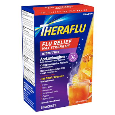 Theraflu Flu Relief Max Strength Nighttime Powder Packets - 6 Count - Image 3