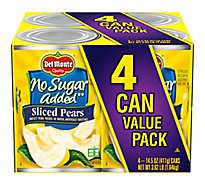 Del Monte Sliced Pears No Sugar Added - 4-14.5 Oz