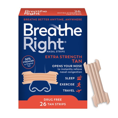 Breathe Right Extra Strength Tan Nasal Strips - 26 Count - Image 1