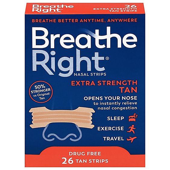 Breathe Right Extra Strength Tan Nasal Strips - 26 Count