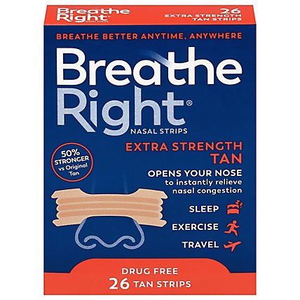 Breathe Right Extra Strength Tan Nasal Strips - 26 Count - Image 1