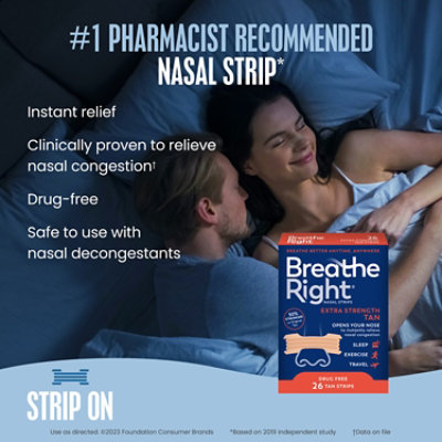 Breathe Right Extra Strength Tan Nasal Strips - 26 Count - Image 2