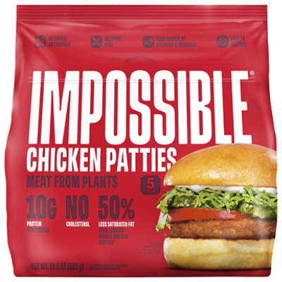 Impossible Chicken Patties Made From Plants Fully Cooked - 13.5 Oz - Image 1