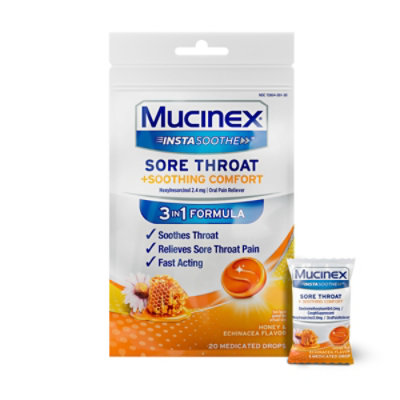 Mucinex InstaSoothe Honey And Echinacea Sore Throat Plus Cough Relief - 20 Count - Image 3