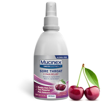 Mucinex InstaSoothe Cherry Sore Throat And Pain Relief Spray - 3.8