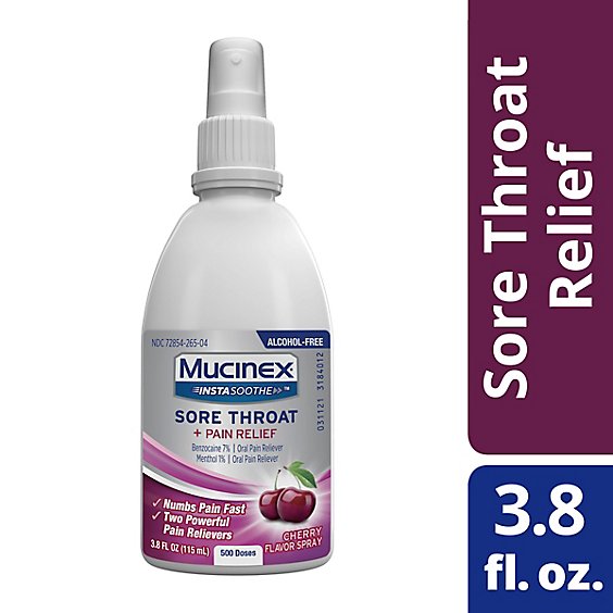 Mucinex InstaSoothe Cherry Sore Throat And Pain Relief Spray - 3.8 Fl. Oz.