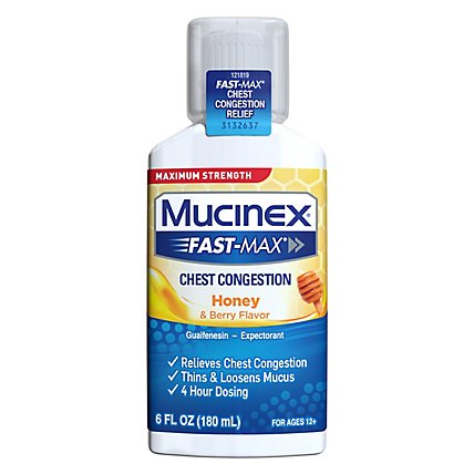 Mucinex Fast-MAX Honey And Cherry Flavor Chest Congestion Liquid - 6 Fl. Oz. - Image 2