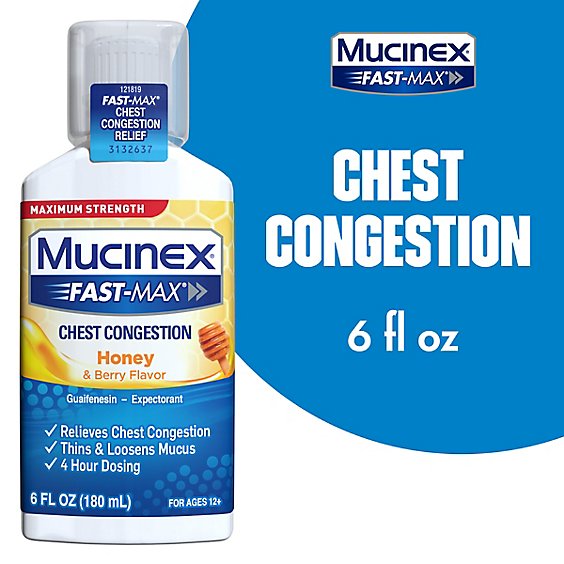 Mucinex Fast-MAX Honey And Cherry Flavor Chest Congestion Liquid - 6 Fl. Oz.