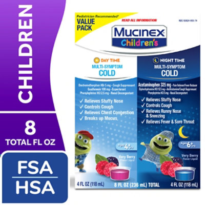 Mucinex Childrens MuLiteri Symptom Day & Night Cold Relief Liquid - 8 Fz - Image 2