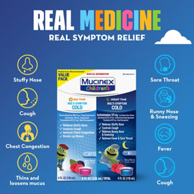 Mucinex Childrens MuLiteri Symptom Day & Night Cold Relief Liquid - 8 Fz - Image 4