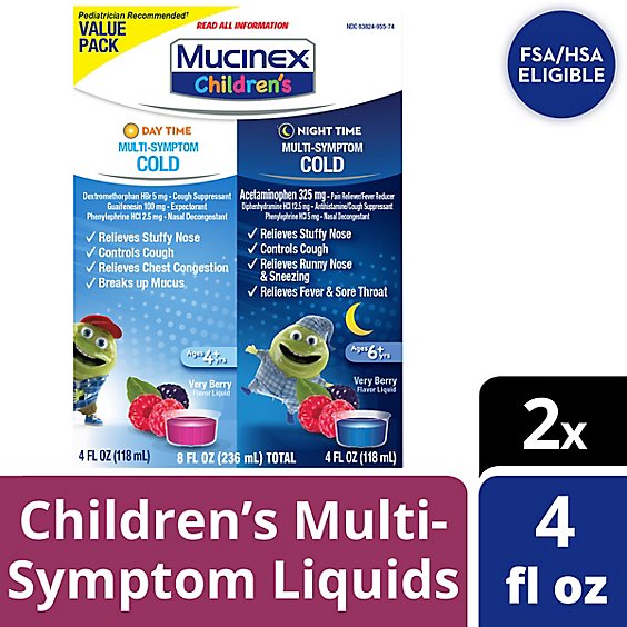 Mucinex Childrens MuLiteri Symptom Day & Night Cold Relief Liquid - 8 Fz