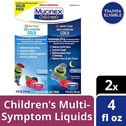 Mucinex Childrens MuLiteri Symptom Day & Night Cold Relief Liquid - 8 Fz - Image 1