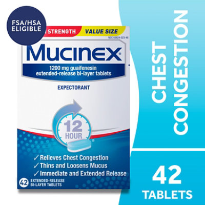 Mucinex Cough Supressant And Expectorant 1200 mg - 42 Count - Image 1