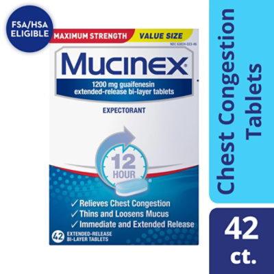 Mucinex Cough Supressant And Expectorant 1200 mg - 42 Count - Image 1