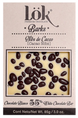 Lok Foods Cacao White Chocolate Nibs - 3 Oz - Image 1