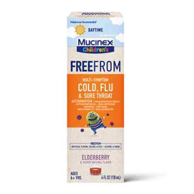 Mucinix Childrens FreeFrom Elderberry Flavor Cold Flu And Sore Throat Liquid - 4 Fl. Oz. - Image 3