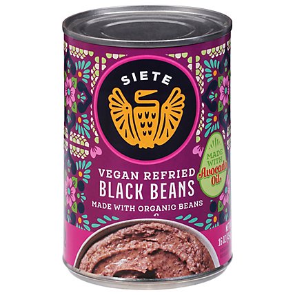 Siete Refried Black Beans - 16 Oz - Image 1